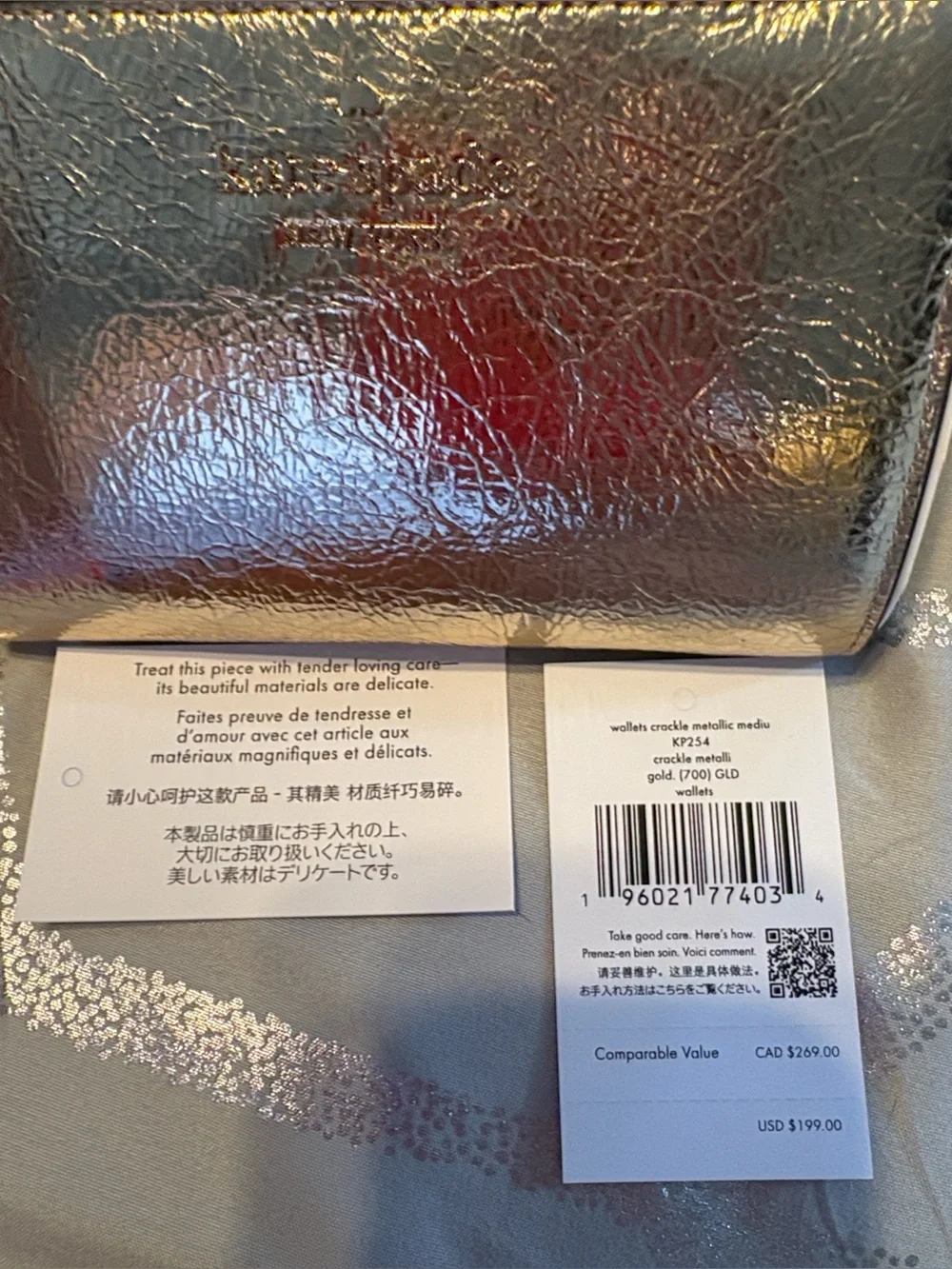 kate spade Metallic Gold Leather Snap Wallet